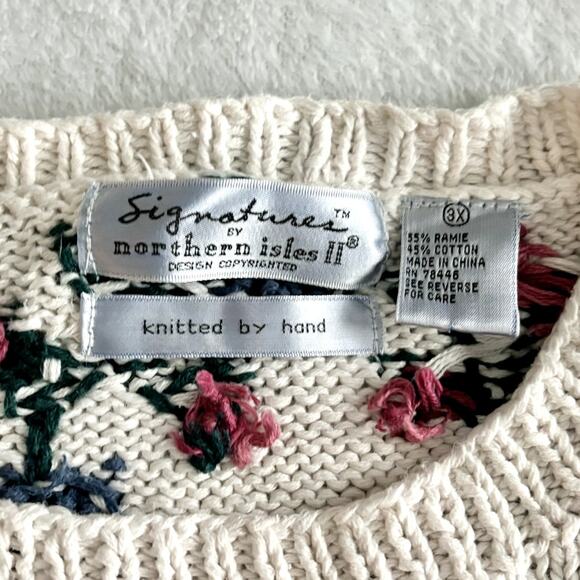 Vtg Signatures by Northern Isles II Sweater Ladies 3X Grandma Countrycore Chunky - Picture 3 of 9